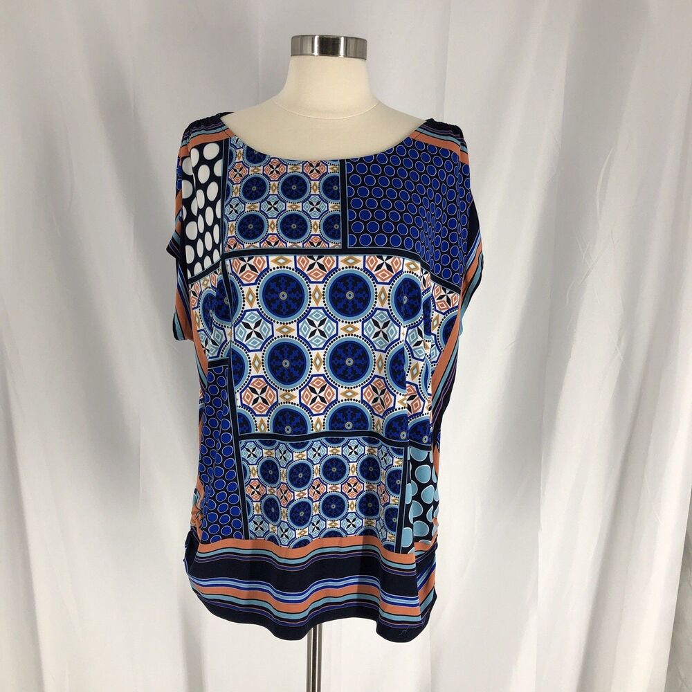 Chico’s Top Woman’s 3 Blue Multi-Pattern Lightweight Comfort